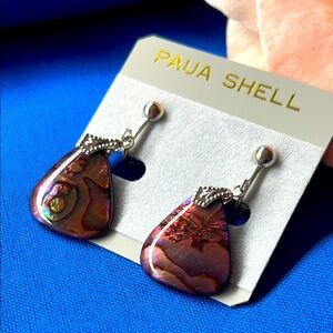 🖤NEW🔺Paua Abalone shell clip earrings